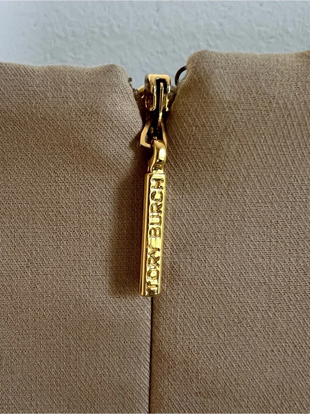 Tory Burch Tan Square Neck Cap Sleeve Sheath Dress Pockets Size 8